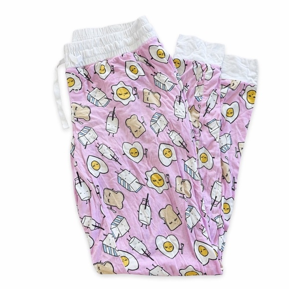Little Sleepies Women’s Pajama Pants Sm Pink Breakfast Eggs Milk Bamboo Lounge - Picture 3 of 6